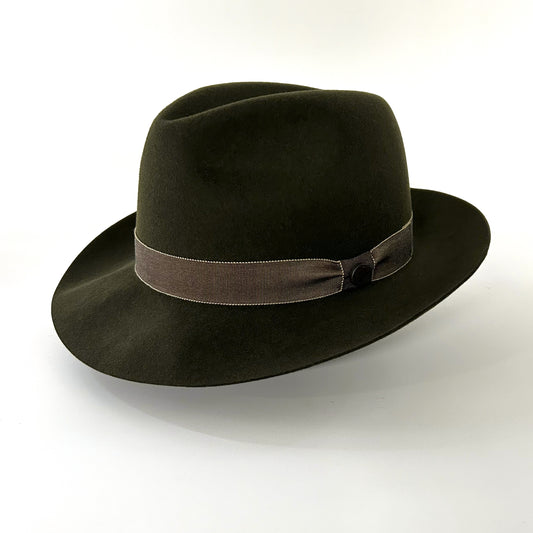 【畳んで携帯できる】クラッシャブル ラビット混ウールフェルトハット オリーブ