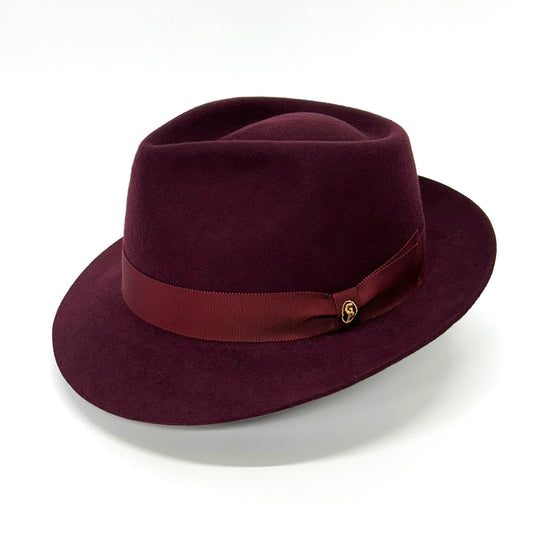 【日本人の頭に合う】90gウールフェルトハット    ワイン