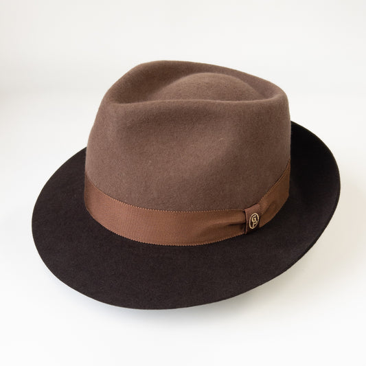 【日本人の頭に合う】バイカラークラシックフェルトハット ライトブラウン