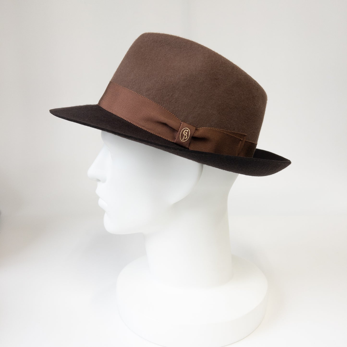 【日本人の頭に合う】バイカラークラシックフェルトハット ライトブラウン