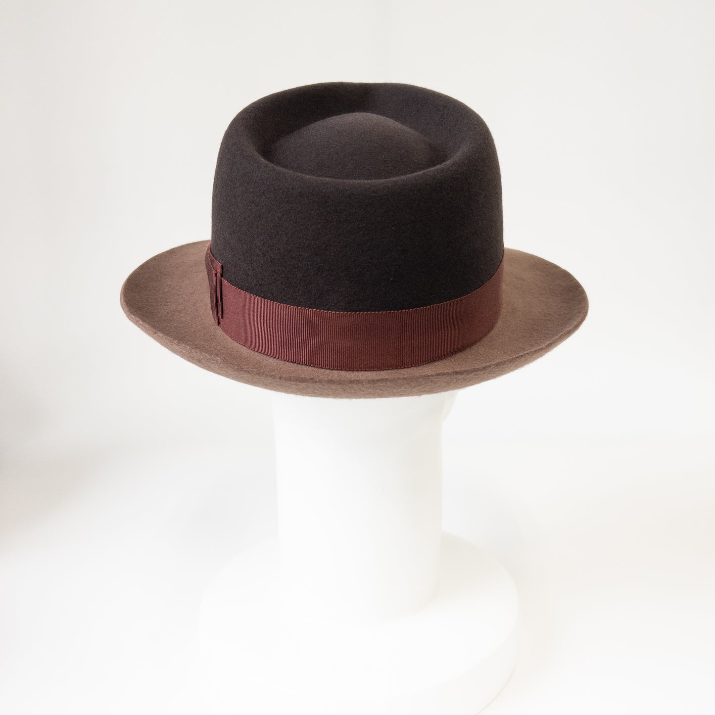 【日本人の頭に合う】バイカラークラシックフェルトハット　ブラウン