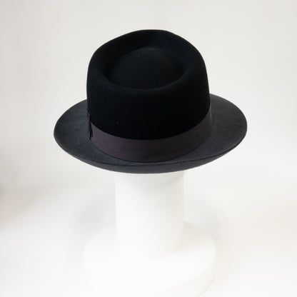 【日本人の頭に合う】バイカラークラシックフェルトハット　ブラック