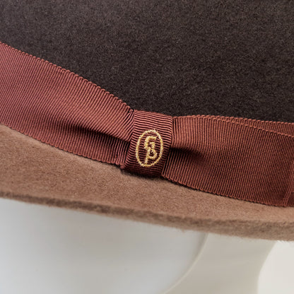 【日本人の頭に合う】バイカラークラシックフェルトハット　ブラウン