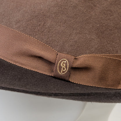 【日本人の頭に合う】バイカラークラシックフェルトハット　ライトブラウン